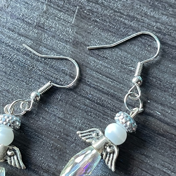 Clear Glass Angel earrings - Picture 2 of 2